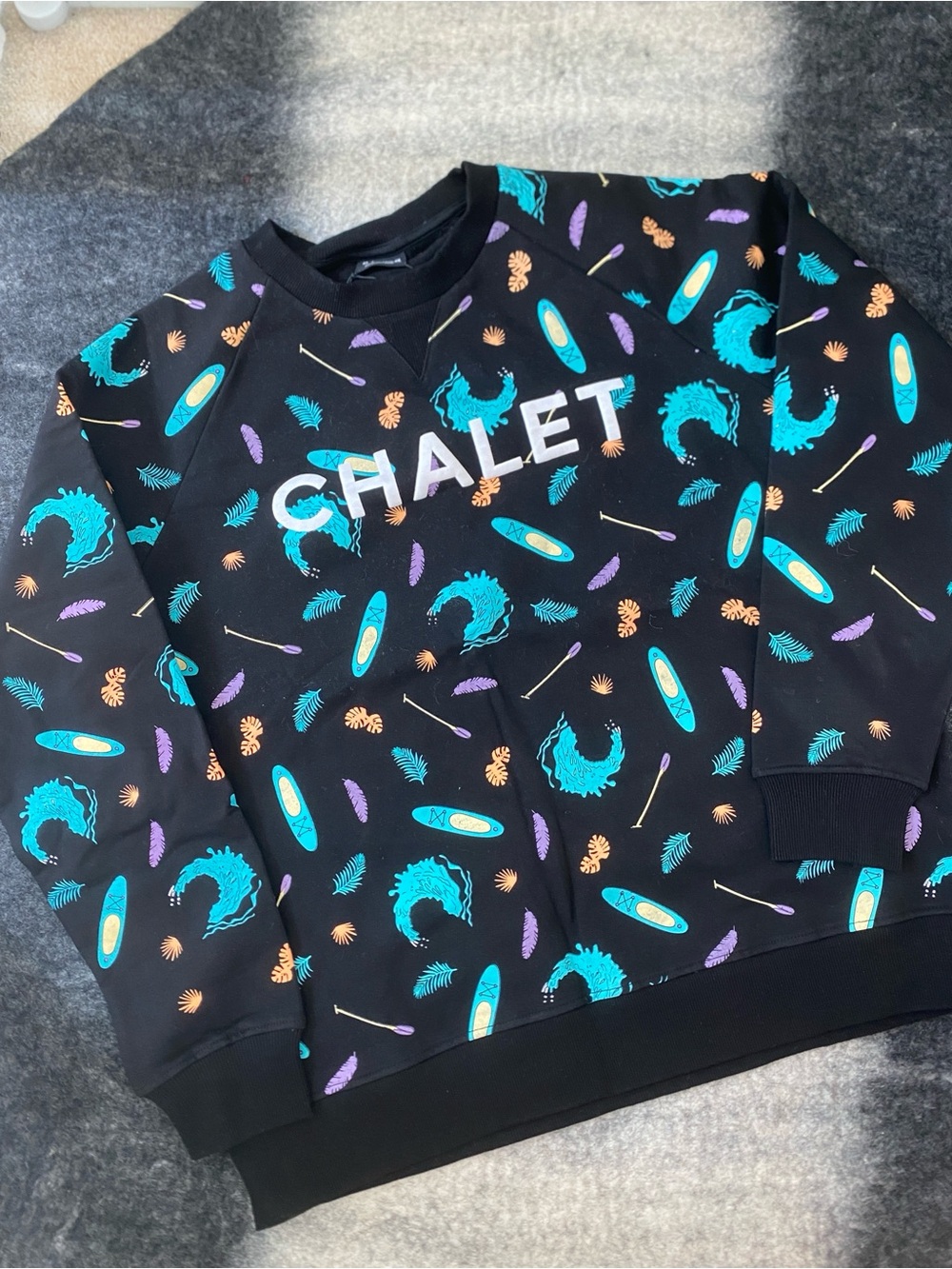 BIRDZ Chalet Women's Black Graphic Sweatshirt XL NWT